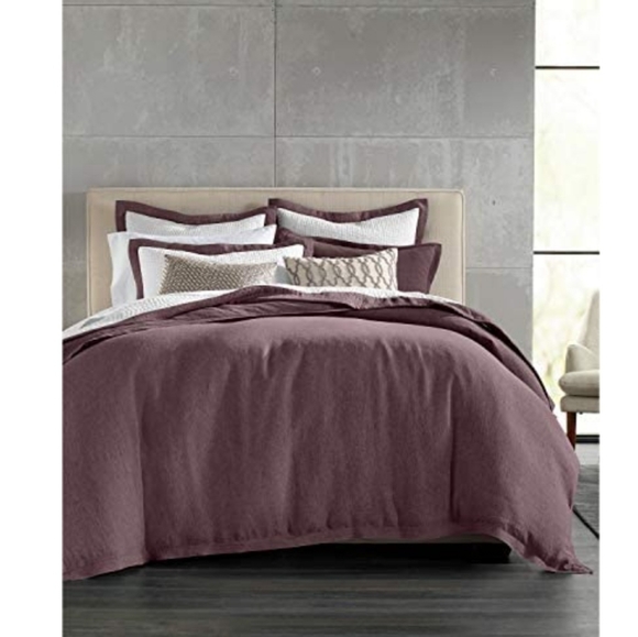 *Hotel Embroidered king Linen duvet cover & 2 Standard shams WINE MSRP $6… - Picture 16 of 16